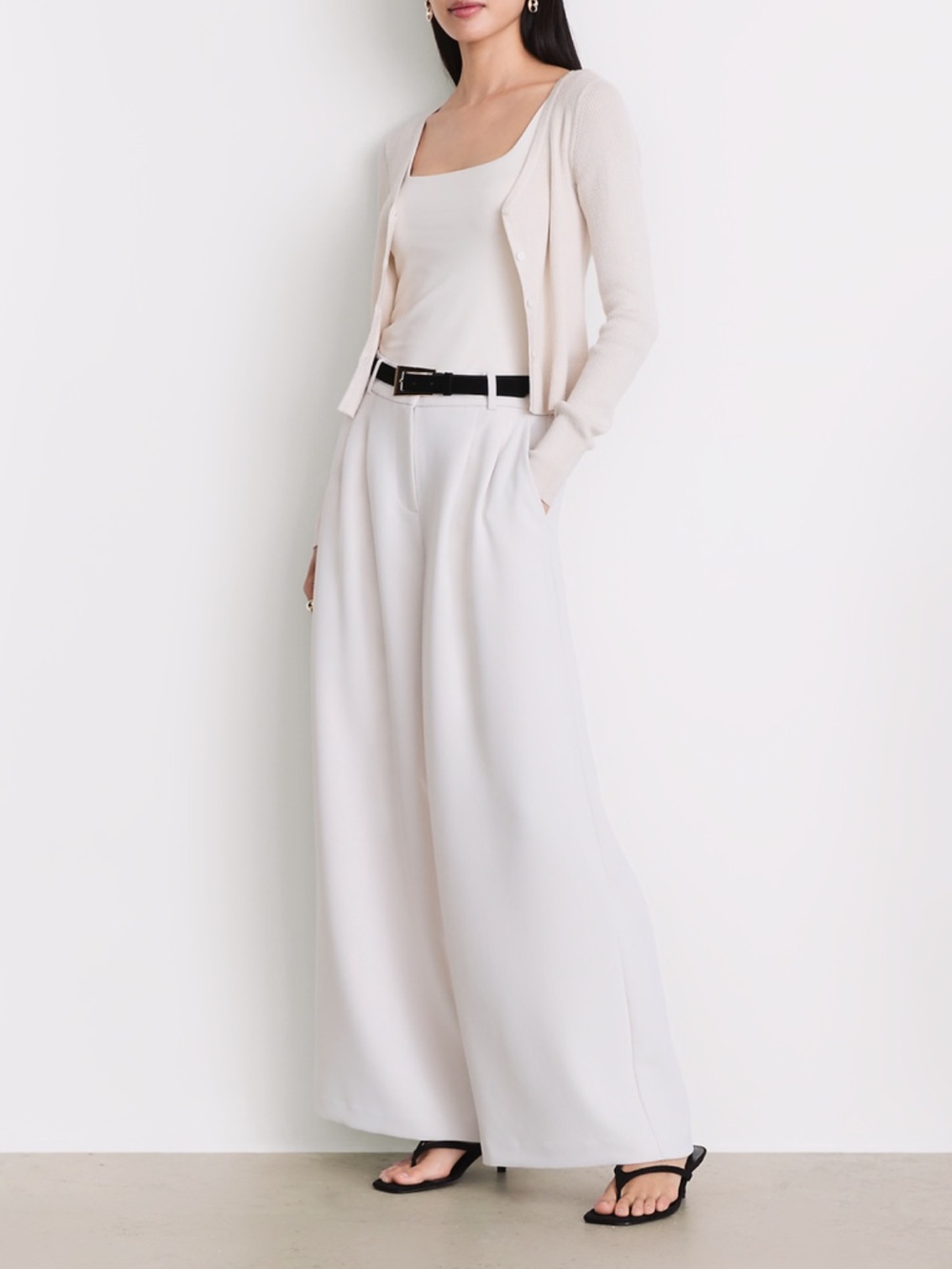 LOFT Versa Cream Wide-Leg High-Rise Pants